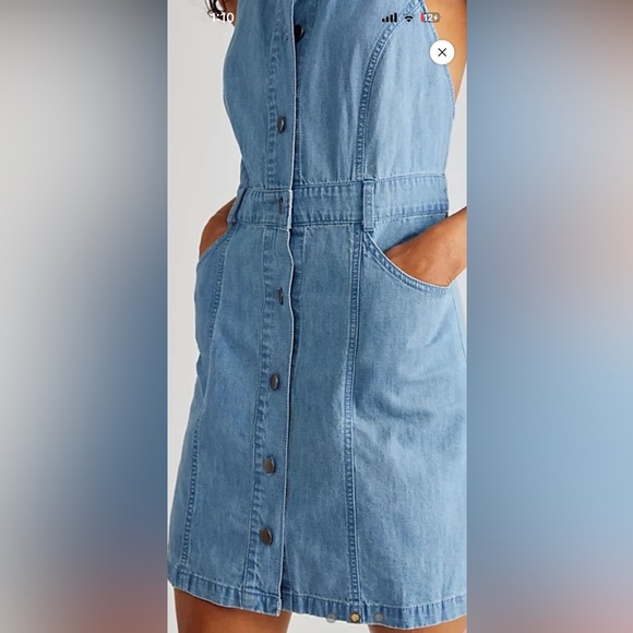 Free People Sami Light Blue denim chambray halter Mini Dress 51869 - Picture 7 of 16